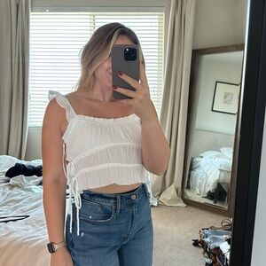 White flowy crop top